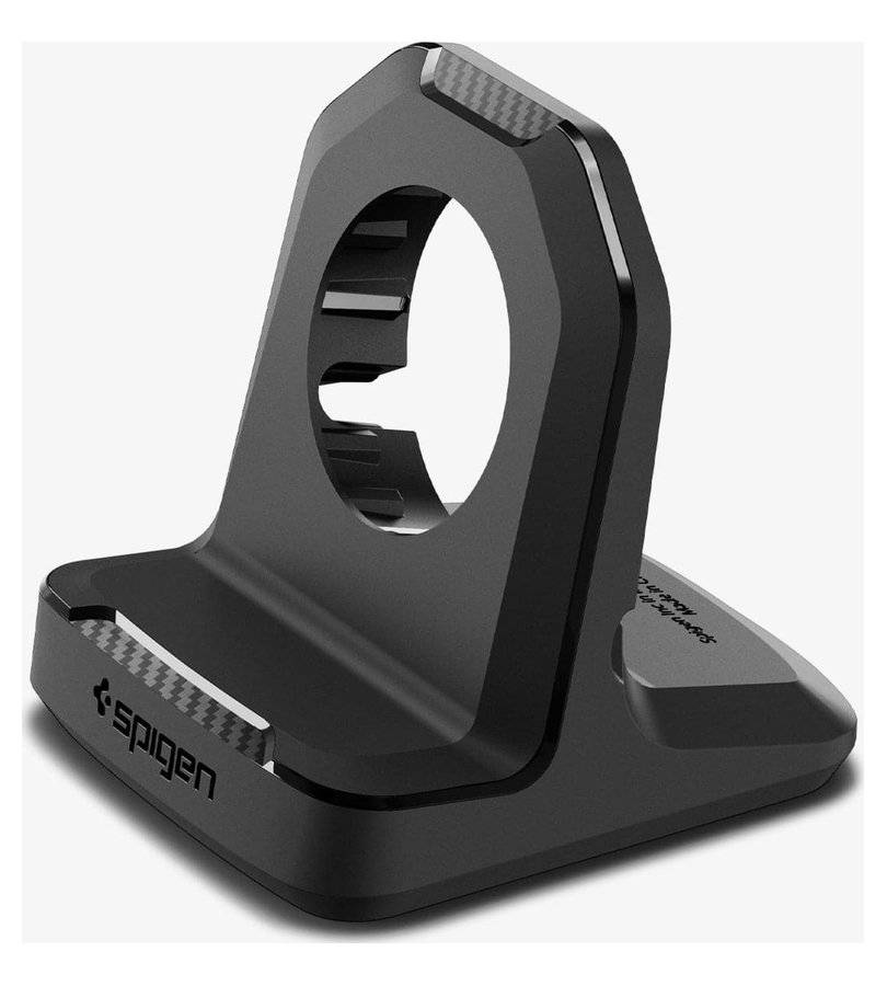 Поставка за Зарядното на Apple Watch, Spigen Rugged Armor TPU Stand, Черен (5)