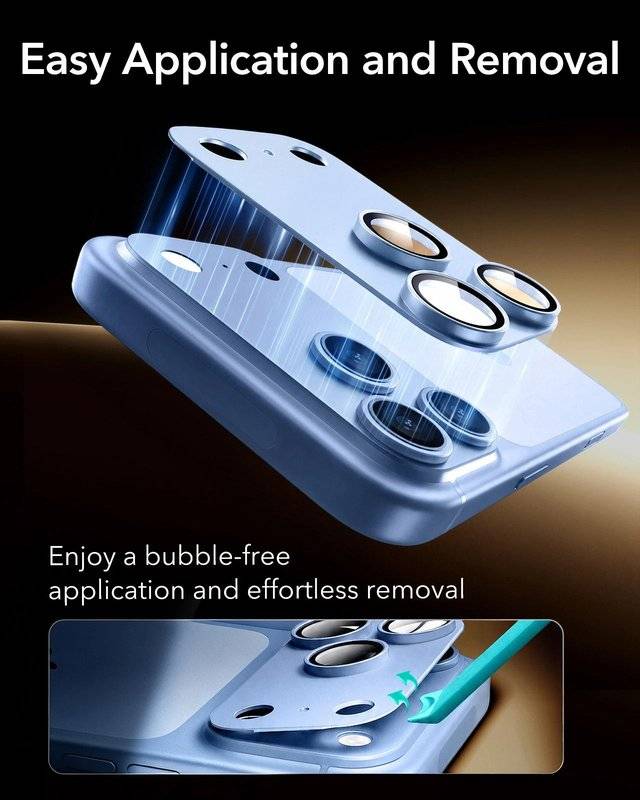 Протектор за Камерата на iPhone 18 Pro, ESR Armorite Pro Cam Glass, Син (7)