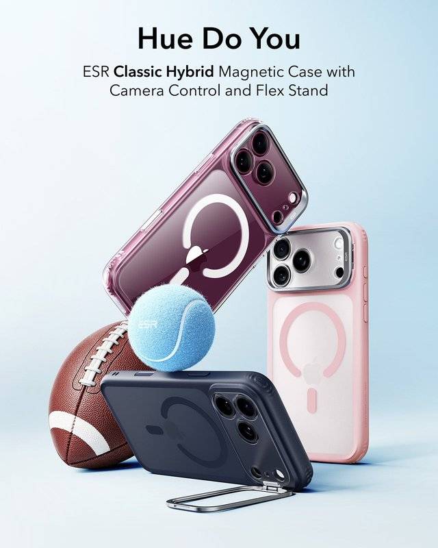 Magsafe Калъф за iPhone 18 Pro/ 17 Pro, ESR Classic Hybrid Kickstand Frosted Mag Case, Розов (2)