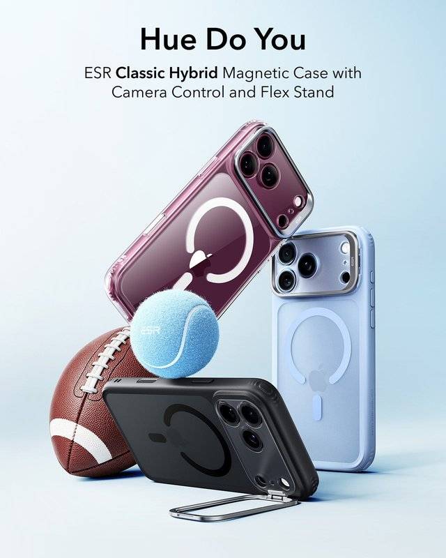 Magsafe Калъф за iPhone 18 Pro Max/ 17 Pro Max, ESR Classic Hybrid Kickstand Frosted Mag Case, Black (2)