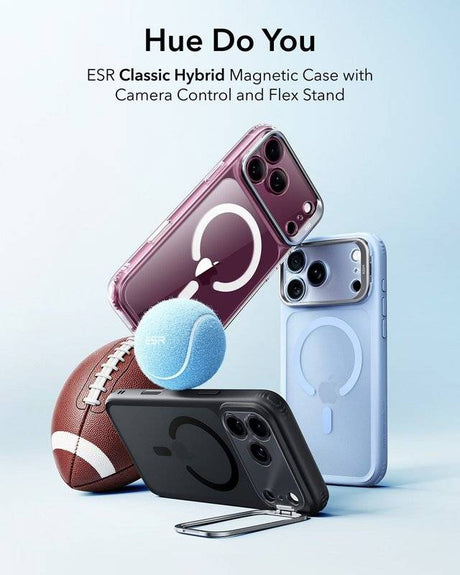 Magsafe Калъф за iPhone 18 Pro Max/ 17 Pro Max, ESR Classic Hybrid Kickstand Frosted Mag Case, Black (2)