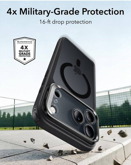 Magsafe Калъф за iPhone 18 Pro Max/ 17 Pro Max, ESR Classic Hybrid Kickstand Frosted Mag Case, Black (4)