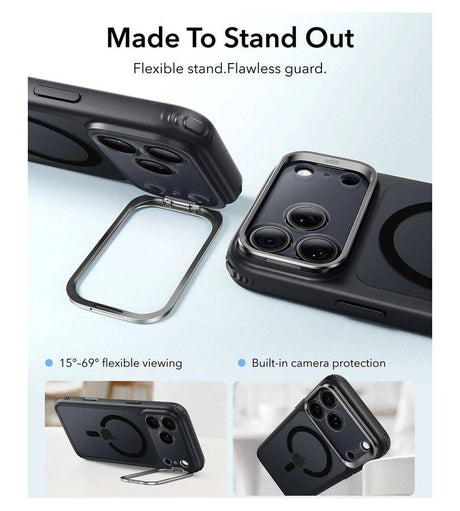 Magsafe Калъф за iPhone 18 Pro Max/ 17 Pro Max, ESR Classic Hybrid Kickstand Frosted Mag Case, Black (3)