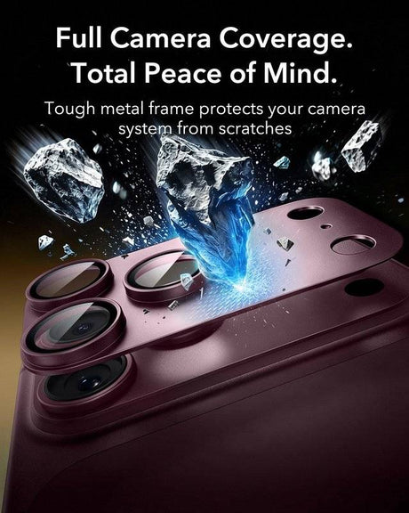 Протектор за Камерата на iPhone 18 Pro, ESR Armorite Pro Cam Glass Burgundy, Бордо (3)