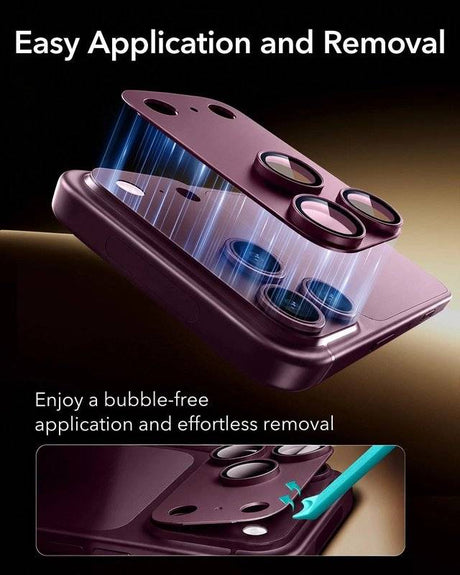 Протектор за Камерата на iPhone 18 Pro, ESR Armorite Pro Cam Glass Burgundy, Бордо (7)