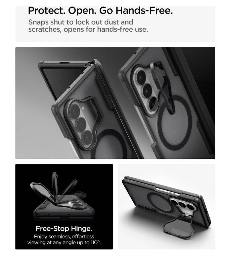 Magsafe Калъф със Стойка за Samsung Z Fold 8 Ultra, Spigen Optik Armor Pro Mag Fit Case, Черен (12)