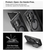 Magsafe Калъф със Стойка за Samsung Z Fold 8 Ultra, Spigen Optik Armor Pro Mag Fit Case, Черен (12)