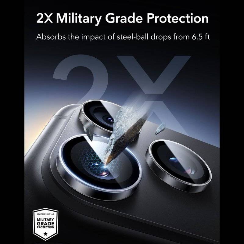 Протектор за Камерата на iPhone 18 Pro Max/ 18 Pro, ESR Armorite Camera Lens Glass, Прозрачен (4)