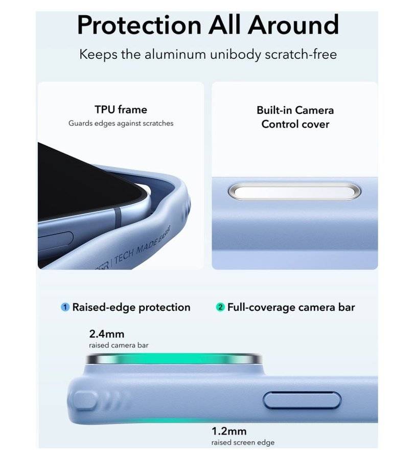 Magsafe Калъф за iPhone 18 Pro/ 17 Pro, ESR Classic Hybrid Kickstand Frosted Mag Case, Син (5)