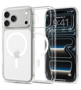 Magsafe Калъф за iPhone 18 Pro Max/ 17 Pro Max, Spigen Ultra Hybrid Clear Mag Fit Case White, Прозрачен (6)