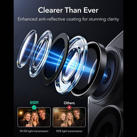 Протектор за Камерата на iPhone 18 Pro Max/ 18 Pro, ESR Armorite Camera Lens Glass, Черен