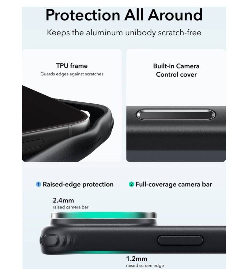 Magsafe Калъф за iPhone 18 Pro/ 17 Pro, ESR Classic Hybrid Kickstand Frosted Mag Case, Черен (5)