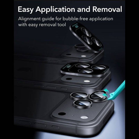 Протектор за Камерата на iPhone 18 Pro Max/ 18 Pro, ESR Armorite Camera Lens Glass, Черен (7)