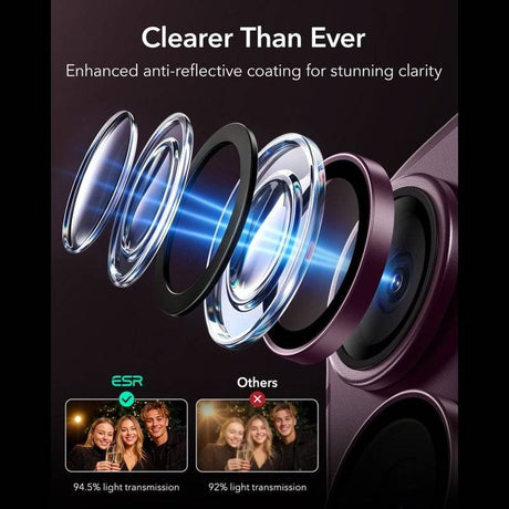 Протектор за Камерата на iPhone 18 Pro Max/ 18 Pro, ESR Armorite Camera Lens Glass, Бордо (5)