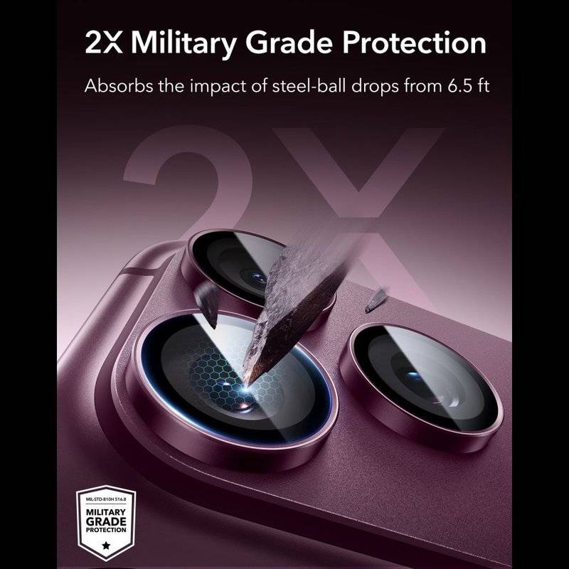 Протектор за Камерата на iPhone 18 Pro Max/ 18 Pro, ESR Armorite Camera Lens Glass, Бордо (4)
