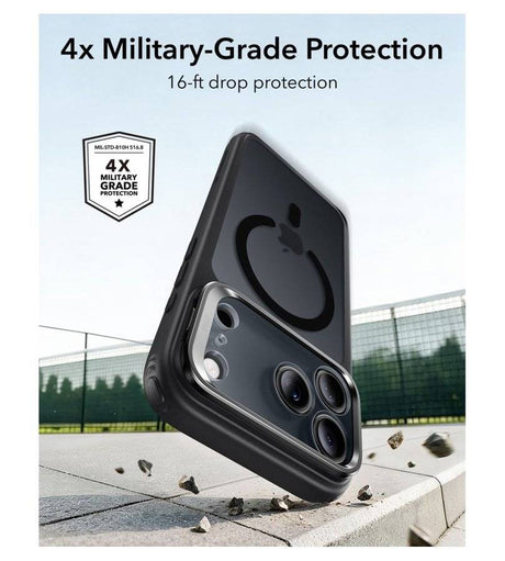 Magsafe Калъф за iPhone 18 Pro/ 17 Pro, ESR Classic Hybrid Kickstand Frosted Mag Case, Черен (4)