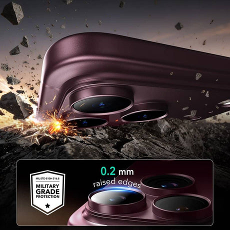 Протектор за Камерата на iPhone 18 Pro Max, ESR Armorite Pro Cam Glass Burgundy, Бордо (6)