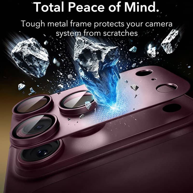 Протектор за Камерата на iPhone 18 Pro Max, ESR Armorite Pro Cam Glass Burgundy, Бордо (5)