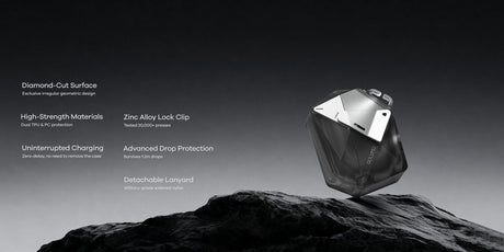 Противоударен Калъф за Apple AirPods 3 Pro, Aulumu A39 Geometric Lock&Lanyard Case, Сив