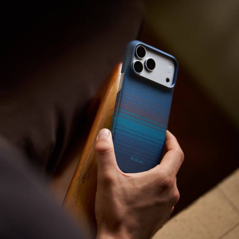 Magsafe Калъф за iPhone 18 Pro Max/ 17 Pro Max, Pitaka Edge Case Moonrise2.0 1001 Nights Midnight-01, Син (8)