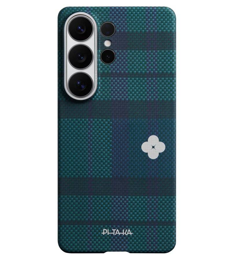 Magsafe Калъф за Samsung S26 Ultra, Pitaka Edge Flora in Grid Case Forest Dawn, Зелен (2)