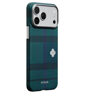 Magsafe Калъф за iPhone 17 Pro, Pitaka Edge Flora in Grid Case Forest Dawn, Зелен