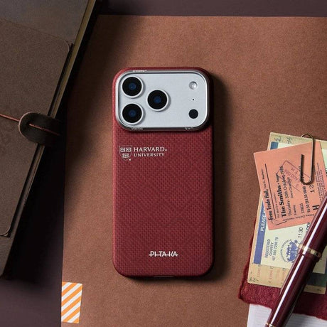 Magsafe Калъф за iPhone 17 Pro, Pitaka Edge Harvard Case Crimson, Червен (9)