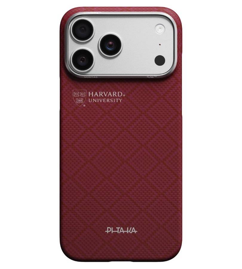 Magsafe Калъф за iPhone 17 Pro Max, Pitaka Edge Harvard Case Crimson, Червен (2)