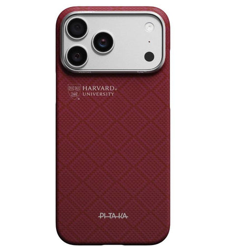 Magsafe Калъф за iPhone 17 Pro Max, Pitaka Edge Harvard Case Crimson, Червен (2)