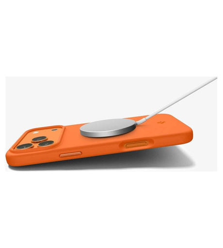 Magsafe Калъф за iPhone 17 Pro, Spigen Silicone Fit Mag Case, Оранжев (6)