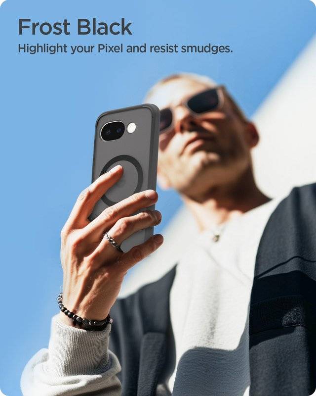 Magsafe Калъф за Google Pixel 10A, Spigen Ultra Hybrid Frost Case, Черен (8)
