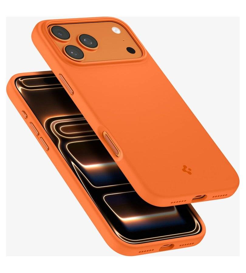 Magsafe Калъф за iPhone 17 Pro, Spigen Silicone Fit Mag Case, Оранжев (4)