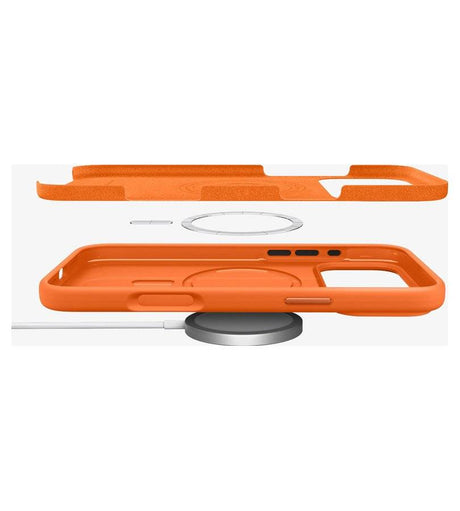 Magsafe Калъф за iPhone 17 Pro, Spigen Silicone Fit Mag Case, Оранжев (7)