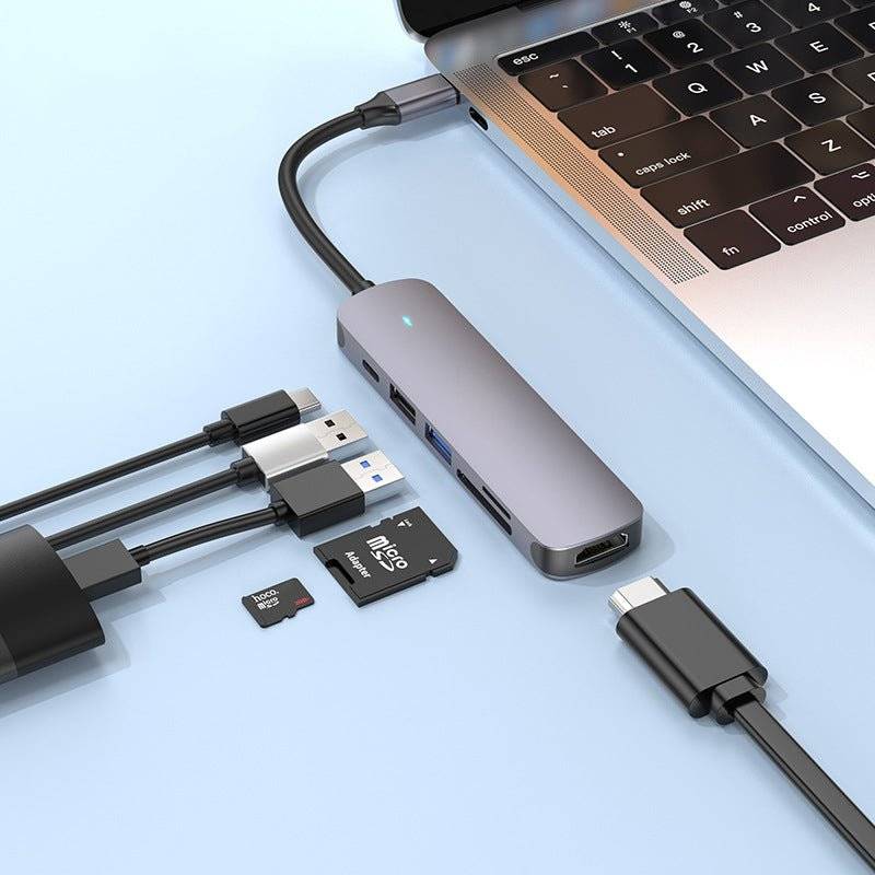 USB-C Хъб, Acefast 6in1 HDMI 4K/ USB-C/ USB3.0/ Card Reader J18, Сив (2)