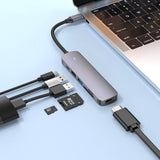 USB-C Хъб, Acefast 6in1 HDMI 4K/ USB-C/ USB3.0/ Card Reader J18, Сив (2)