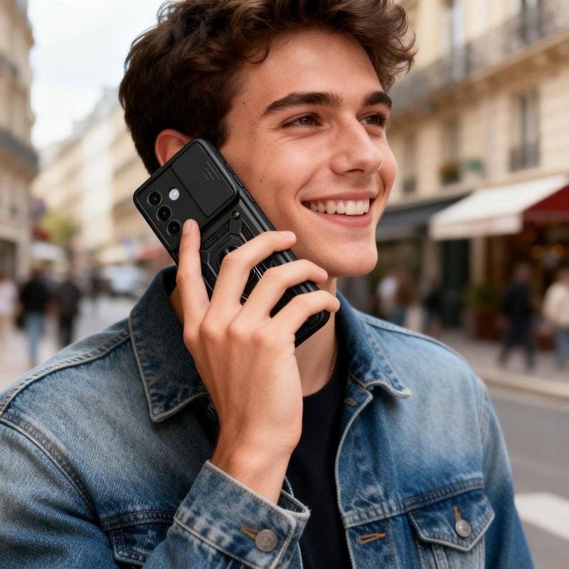 Калъф с Предпазител за Камера и Стойка за Samsung A27, Tech-Protect CamShield Pro Case, Черен (4)
