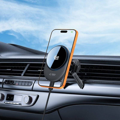 MagSafe Зарядно за Кола, Tech-Protect Magnetic Car Charger 25W Qi2.2, Черен (10)