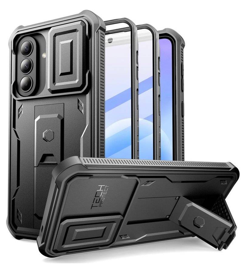 Противоударен Калъф 360 за Samsung A57, Tech-Protect Kevlar Cam+ 2-Set Case, Черен