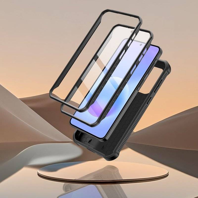 Противоударен Калъф 360 за Samsung A57, Tech-Protect Kevlar Cam+ 2-Set Case, Черен (4)