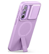 Magsafe Калъф с Капак за Камера и Стойка за Samsung A57, Tech-Protect Kevlar Aura Case, Лилав (3)