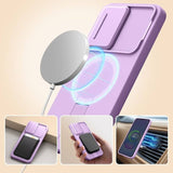 Magsafe Калъф с Капак за Камера и Стойка за Samsung A57, Tech-Protect Kevlar Aura Case, Лилав (4)