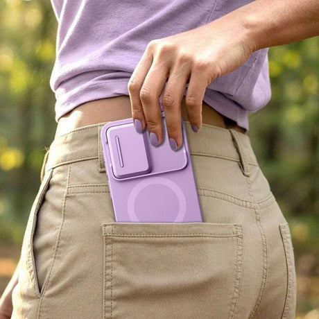 Magsafe Калъф с Капак за Камера и Стойка за Samsung A57, Tech-Protect Kevlar Aura Case, Лилав (7)