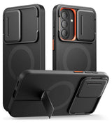 Magsafe Калъф с Капак за Камера и Стойка за Samsung A57, Tech-Protect Kevlar Aura Case, Черен