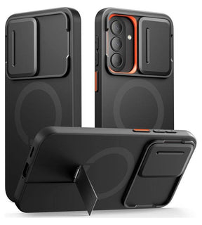 Magsafe Калъф с Капак за Камера и Стойка за Samsung A57, Tech-Protect Kevlar Aura Case, Черен