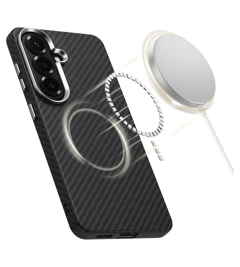 Magsafe Калъф за Samsung S26, Tech-Protect ION Carbon Case, Черен (3)