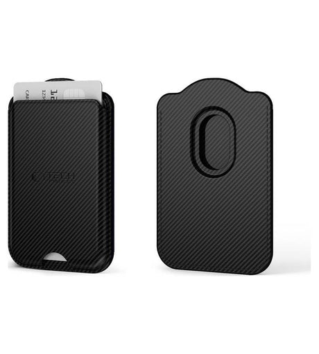 Magsafe Калъф за Карти, Tech-Protect MagWallet Carbon Card Case, Черен (3)