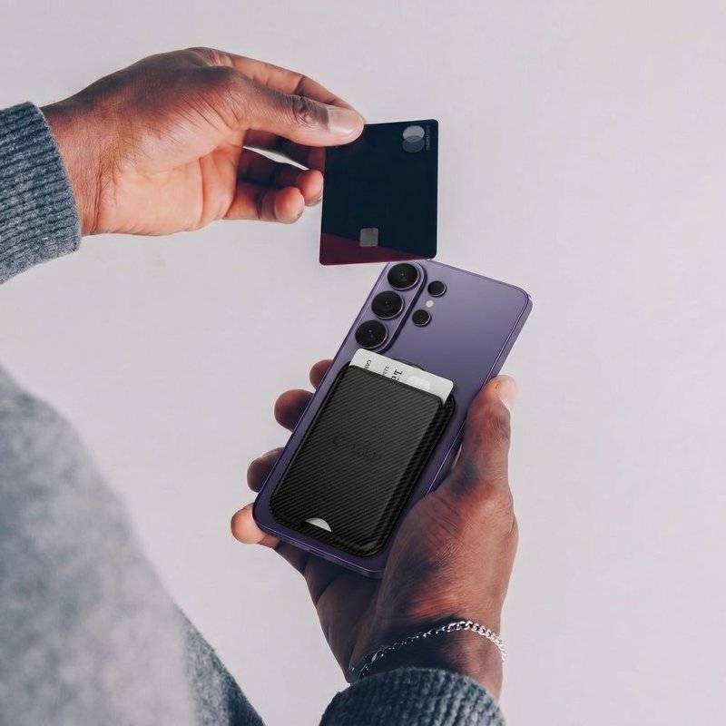 Magsafe Калъф за Карти, Tech-Protect MagWallet Carbon Card Case, Черен (6)