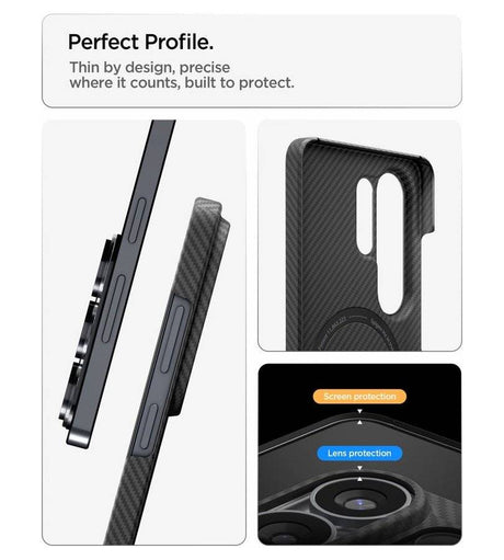 Magsafe Карбонов Калъф за Samsung S26 Ultra, Spigen Airskin Aramid Mag Case, Черен (14)