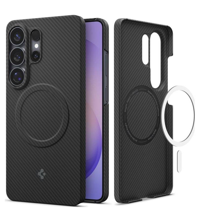 Magsafe Карбонов Калъф за Samsung S26 Ultra, Spigen Airskin Aramid Mag Case, Черен (2)