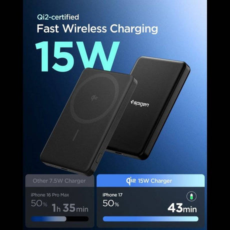 Magsafe Външна Батерия, Spigen Essential EA2205MQ 5000mAh Qi2, Черен (3)